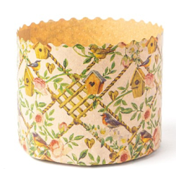 Изображение Форма бумажная для кулича ПТИЧКИ В САДУ, 70*85 мм